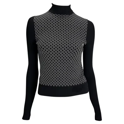 Pre-owned Tom Ford For Gucci F/w 2000 Gucci By Tom Ford Gg Logo Black White Knit Turtleneck Sweater Xs