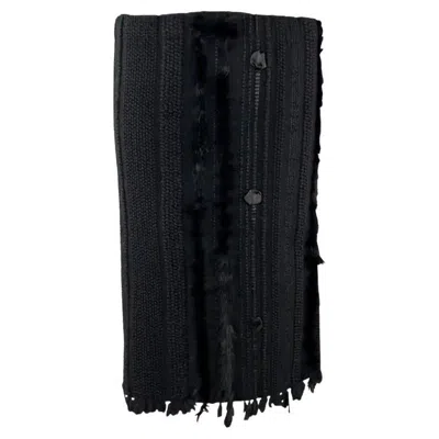 Pre-owned Tom Ford For Gucci F/w 2002 Gucci By Tom Ford Black Knit Wool Fur Trim Ribbon Pencil Skirt 38it