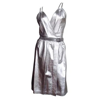Pre-owned Tom Ford For Gucci Silver Leather Backless Dress