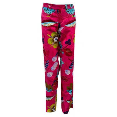 Pre-owned Tom Ford For Gucci Spring 1999 Pink Tropical Print Floral Pants
