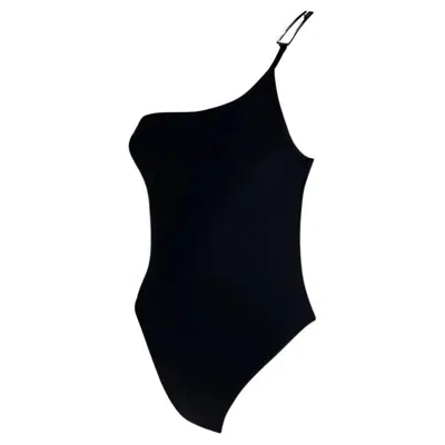 Pre-owned Tom Ford For Gucci S/s 1998 Gucci By Tom Ford Black 'g' Buckle Logo One Piece Swimsuit Bodysuit M