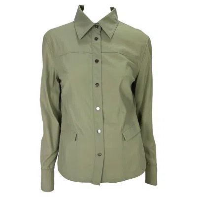 Pre-owned Tom Ford For Gucci S/s 1999 Gucci By Tom Ford Logo Snap Khaki Pocket Blouse Sample It42 In Gray
