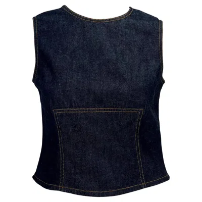 Pre-owned Tom Ford For Gucci S/s 2000 Gucci By Tom Ford Denim Sleeveless Tank Top Y2k It42 In Black