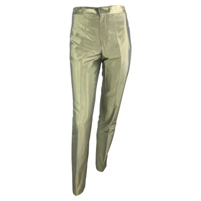 Pre-owned Tom Ford For Gucci S/s 2000 Gucci By Tom Ford Light Green Iridescent Silk Straight Leg Pants 42it