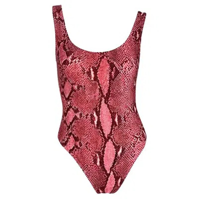 Pre-owned Tom Ford For Gucci S/s 2000 Gucci By Tom Ford Pink Snakeskin Print One Piece Swimsuit Bodysuit Xs