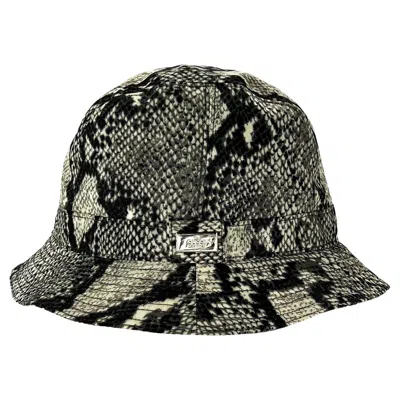 Pre-owned Tom Ford For Gucci S/s 2000 Gucci By Tom Ford Snakeskin Print Grey Nylon Bucket Hat M Head In Gray