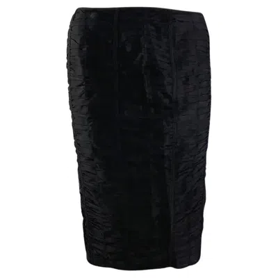 Pre-owned Tom Ford For Gucci S/s 2001 Gucci By Tom Ford Black Ruched Silk Skirt 38it