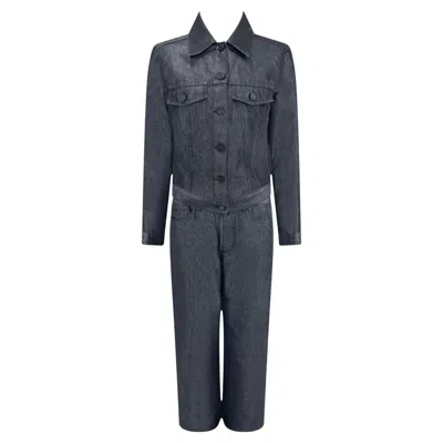 Pre-owned Tom Ford For Gucci S/s 2001 Gucci By Tom Ford Metallic Grey Denim Chambray Jacket Pant Set It42 In Gray