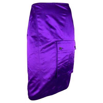 Pre-owned Tom Ford For Gucci S/s 2001 Gucci By Tom Ford Runway Purple Satin Cargo Pocket Pencil Skirt It42