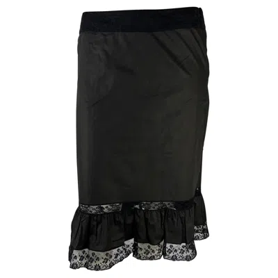 Pre-owned Tom Ford For Gucci S/s 2002 Gucci By Tom Ford Cotton Black Lace Trim Ruffle Skirt It42