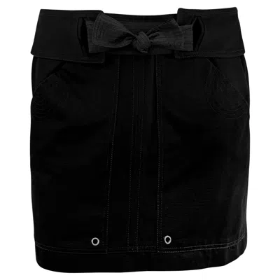 Pre-owned Tom Ford For Gucci S/s 2003 Gucci By Tom Ford Black Cotton Twill Silk Belted Mini Skirt It42