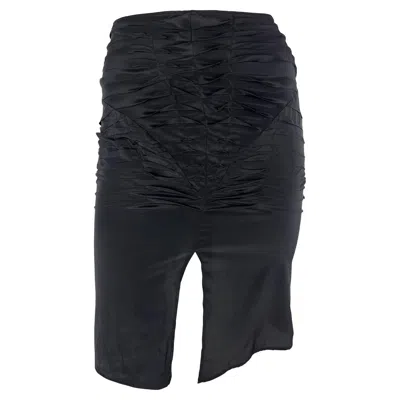 Pre-owned Tom Ford For Gucci S/s 2003 Gucci By Tom Ford Black Pleated Stretch Silk Skirt It40