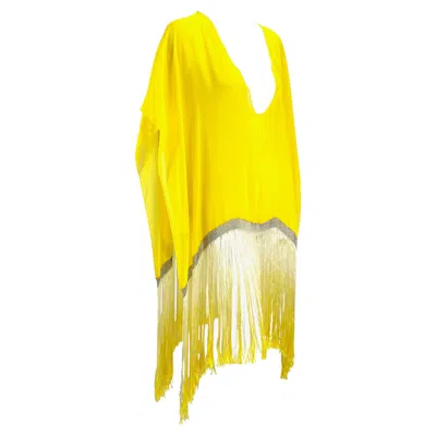 Pre-owned Tom Ford For Gucci S/s 2004 Gucci By Tom Ford Chain Link Yellow Ombré Fringe Kaftan Cover Up Nwt S