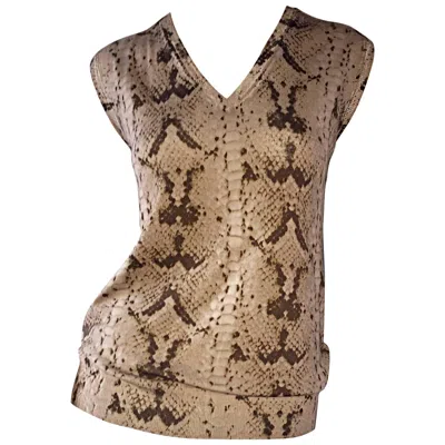 Pre-owned Tom Ford For Yves Saint Laurent Reptile Snake Print Lightweight Wool Top / Vest In Brown