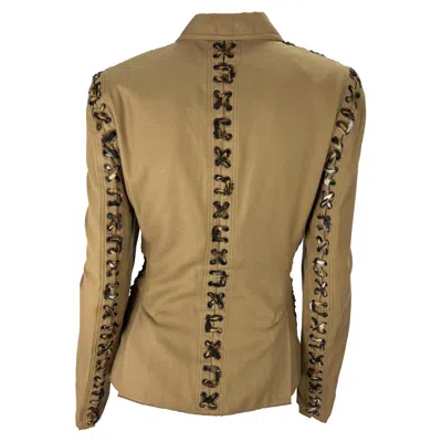 Pre-owned Tom Ford For Yves Saint Laurent S/s 2002 Yves Saint Laurent By Tom Ford Jaguar Lace-up Khaki Blazer Fr40 In Brown