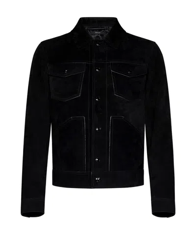 Tom Ford Stretch-cotton Moleskin Trucker Jacket In Black