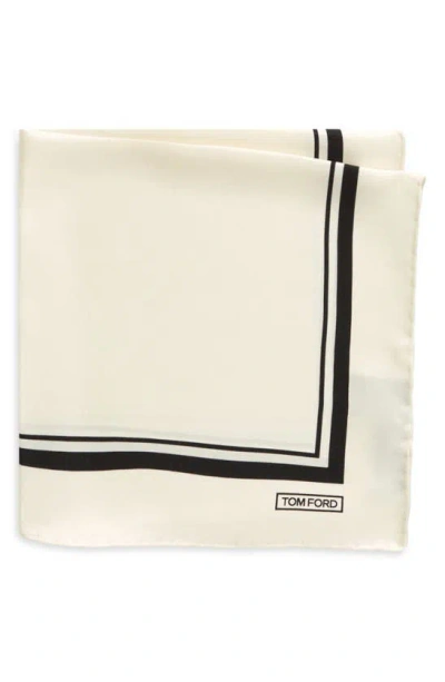 Tom Ford Framed Silk Pocket Square In Neutral