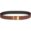 Tom Ford Framed T Buckle Reversible Soft Grain Leather Belt In Brown