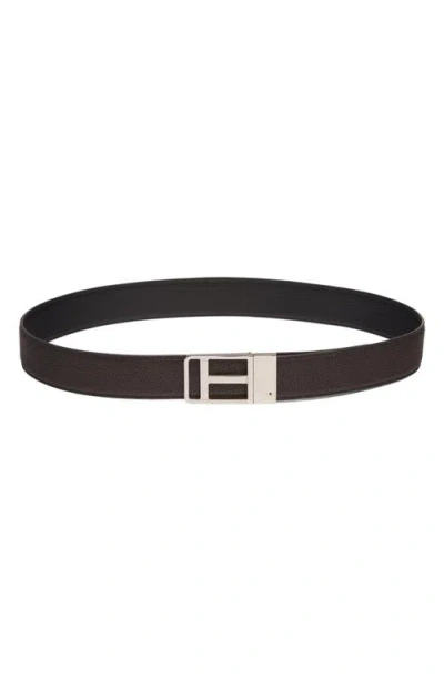 Tom Ford Framed T Buckle Reversible Soft Grain Leather Belt In Multi
