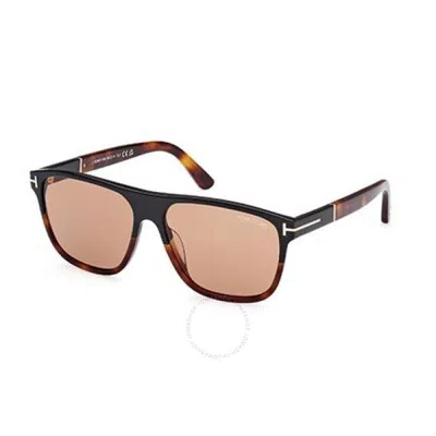 Tom Ford Frances Brown Square Men's Sunglasses Ft1081 05e 58 In Red   / Black / Brown
