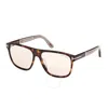 Tom Ford Frances Brown Square Men's Sunglasses Ft1081 52e 58 In Havana/eco/oyster