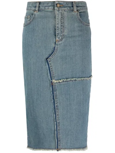 Tom Ford Patchwork High-waisted Slim Fit Skirt In Blue