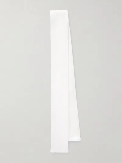 Tom Ford Frayed Silk-satin Scarf In White