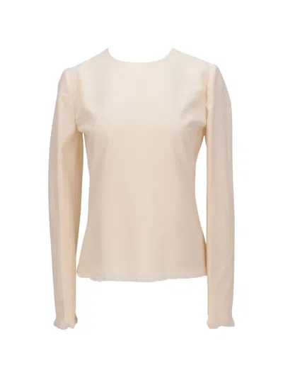 Tom Ford Frayed-edge Long-sleeve Top In Neutral