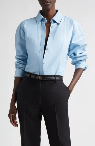 Tom Ford French Plongé Leather Button-up Shirt In Blue