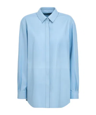 Tom Ford French Plonge Leather Shirt In Blue