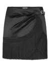 Tom Ford Cotton-silk Duchesse Fringe Wrap Mini Skirt In Black