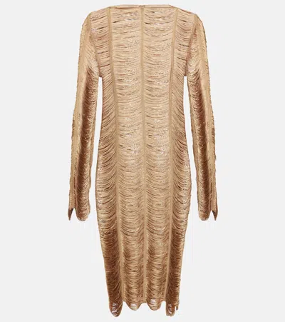 Tom Ford Fringe Minidress In Gold