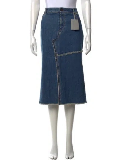 Pre-owned Tom Ford Fringe Trim Accent Midi Length Skirt W/ Tags In Blue
