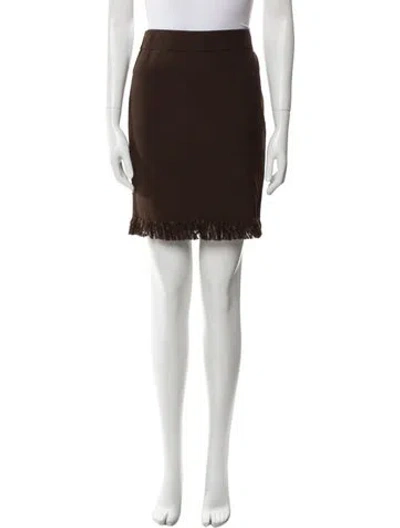 Pre-owned Tom Ford Fringe Trim Accent Mini Skirt In Brown