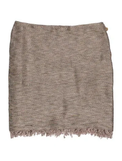 Pre-owned Tom Ford Fringe Trim Accent Mini Skirt In Neutral