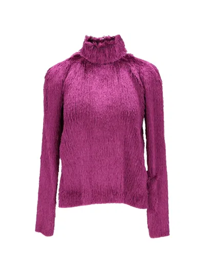 Tom Ford Fringed High-neck Top In Purple