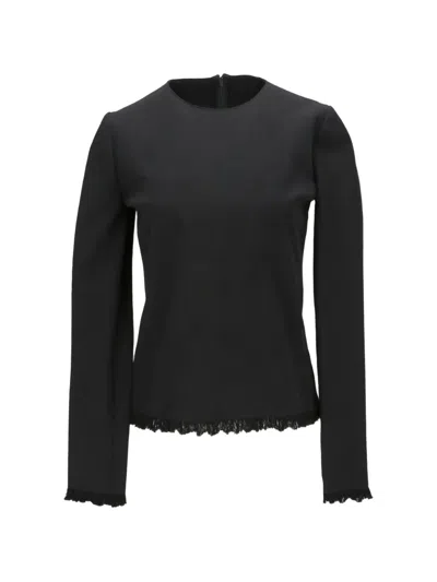Tom Ford Fringed Long-sleeve Blouse In Black