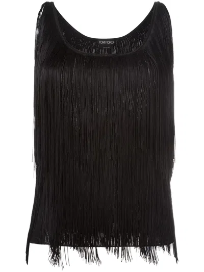 Tom Ford Fringed Tank In Black