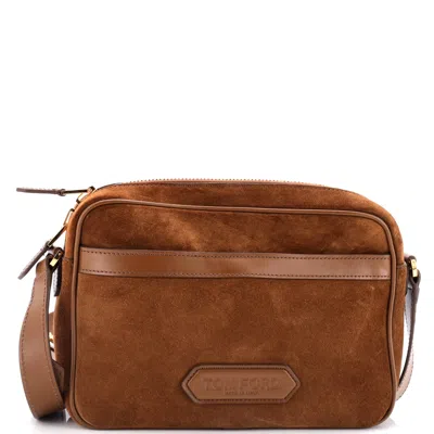 Tom Ford Front Pocket Messenger Bag Suede And Leather In Brown