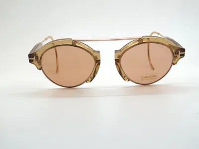 Pre-owned Tom Ford Ft 0631/s 45e Farrah-02 Light Brown/brown 49mm Sunglasses