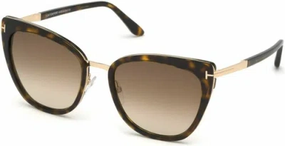 Pre-owned Tom Ford Ft 0717 Simona 52f Shiny Havana Rose Gold Sunglasses In Brown