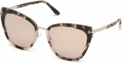 Pre-owned Tom Ford Ft 0717 Simona 55g Shiny Pink Havana/palladiium Sunglasses In Silver