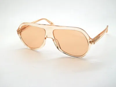 Pre-owned Tom Ford Ft 0732/s 45e Thomas Light Brown Transparent 61mm Sunglasses