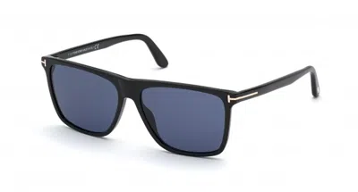 Pre-owned Tom Ford Ft 0832 Fletcher 01v Black/blue Square Men's Sunglasses