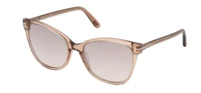 Pre-owned Tom Ford Ft 0844 Ani 45g Transparent Brown/brown Mirrored Gradient Sunglasses
