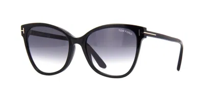 Pre-owned Tom Ford Ft 0844f 01b Ani Shiny Black Grey Gradient Lens Sunglasses In Gray