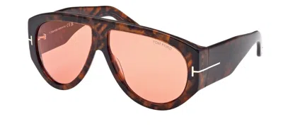 Pre-owned Tom Ford Ft 1044 Bronson Sunglasses 52s Shiny Dark Havana Orange Lens 60mm