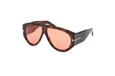 Pre-owned Tom Ford Ft 1044 Bronson Sunglasses 52s Shiny Dark Havana Orange Lens 60mm