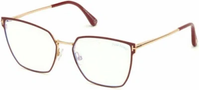 Pre-owned Tom Ford Ft 5574 B 069 Red Enamel /shiny Rose Gold Eyeglasses In Clear