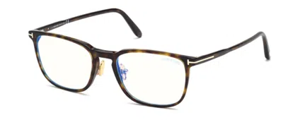 Pre-owned Tom Ford Ft 5699-b 052 Shiny Classic Dark Havana/blue Block Eyeglasses In Clear